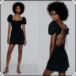 Zara Elegant Black Open-Back Dress